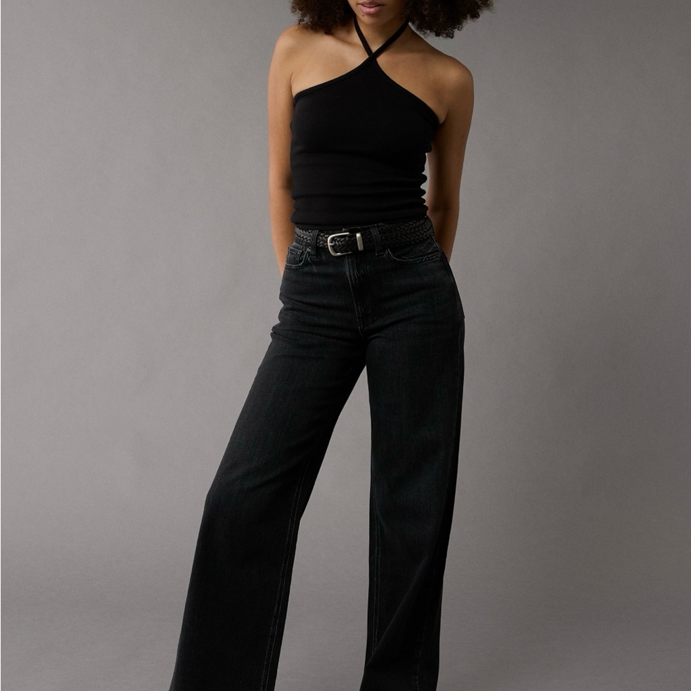 SOLD-AE Dreamy Drape Stretch Curvy Super High-Waisted Baggy Wide-Leg Jean